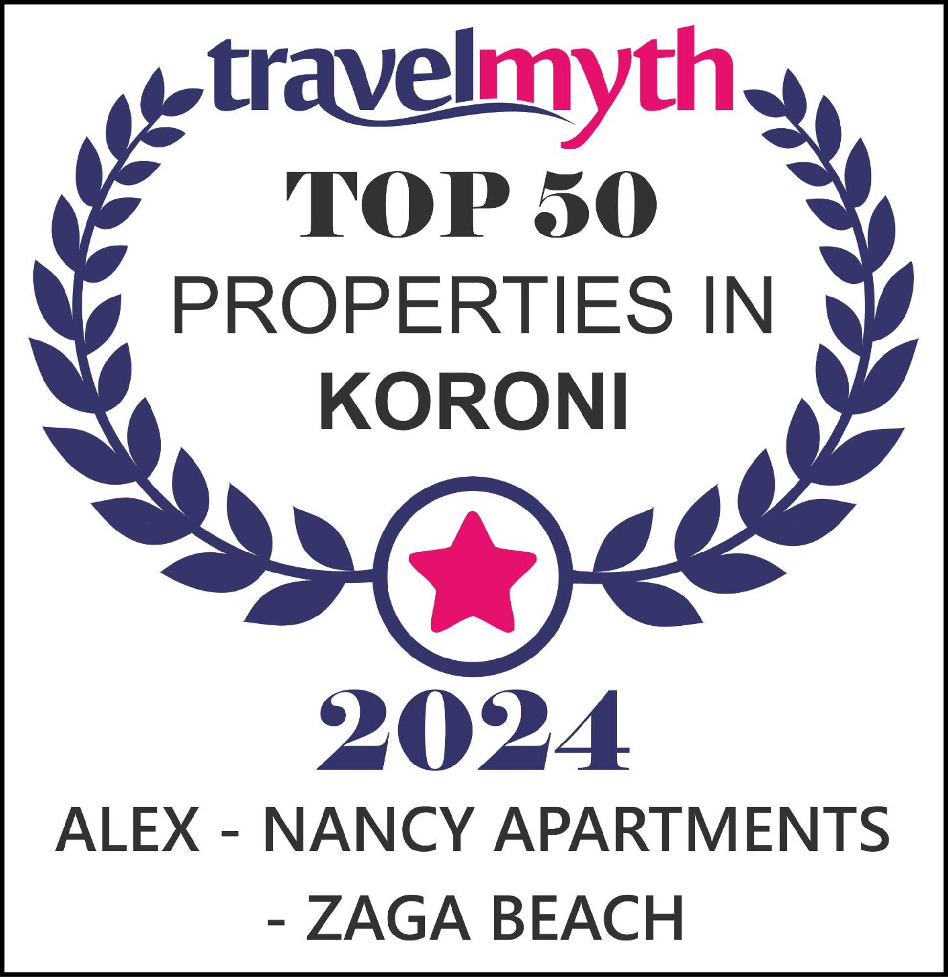 Alex - Nancy Apartments - Zaga Beach Koróni Екстериор снимка